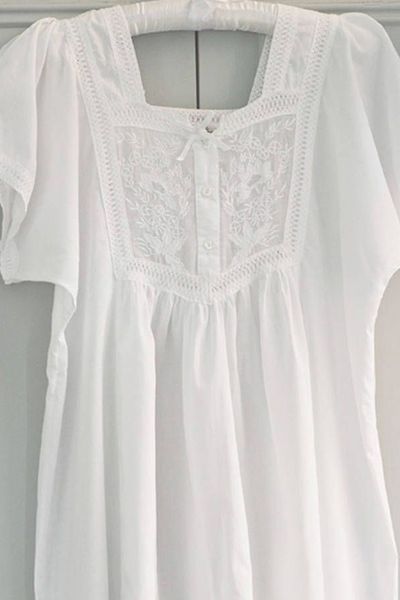 White Cotton Panel Nightdress from Mini Lunn