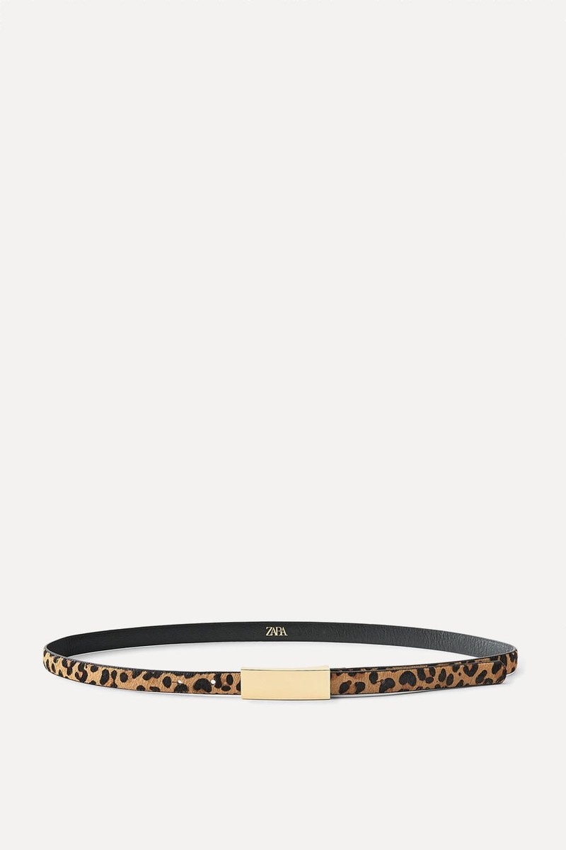 Leather Animal Print Belt from Zara