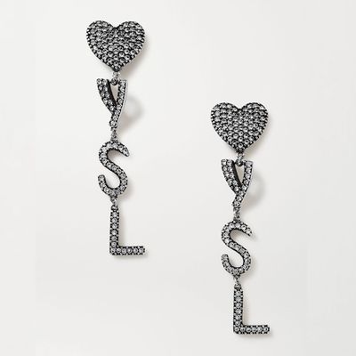 Silver-Tone Crystal Clip Earrings  from Saint Laurent