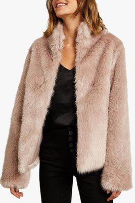 Blush Short Faux Fur Coat from Mint Velvet