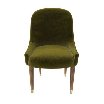 Arabella Dining Chair In Olive Cotton Matte Velvet