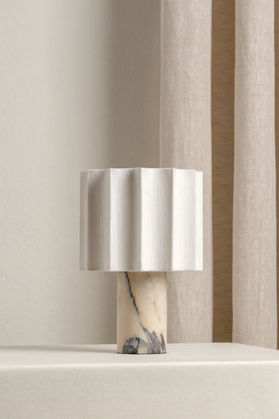 Valli - Viola Calacatta Marble And Linen Rechargeable Table Lamp from Lights & Lamps