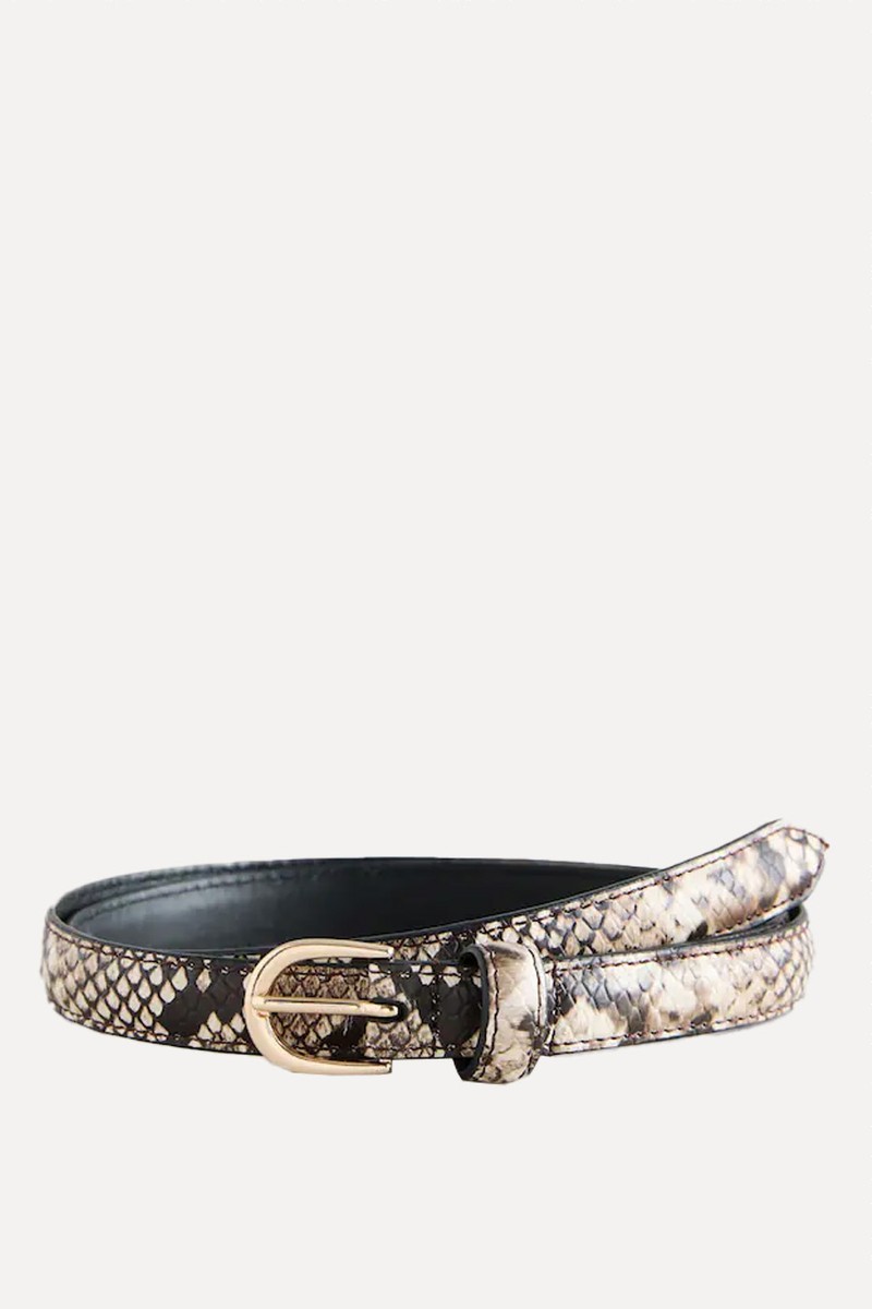Neutral Snake Effect Skinny Leather Belt from Next