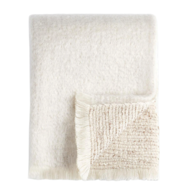 Ivory Seville Boucle Throw from Lux Deco