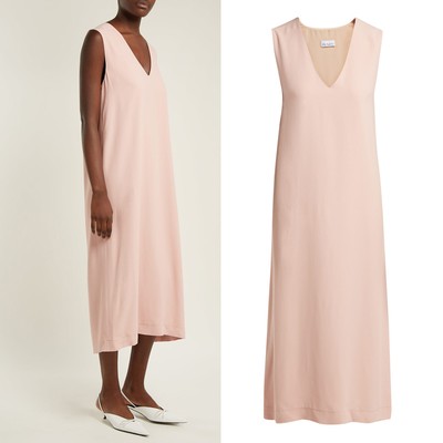 V-Neck Crepe Pinafore Dress