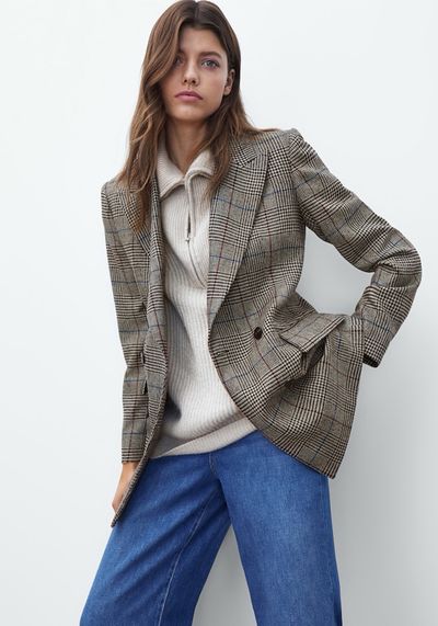 Wool Check Houndstooth Blazer from Massimo Dutti