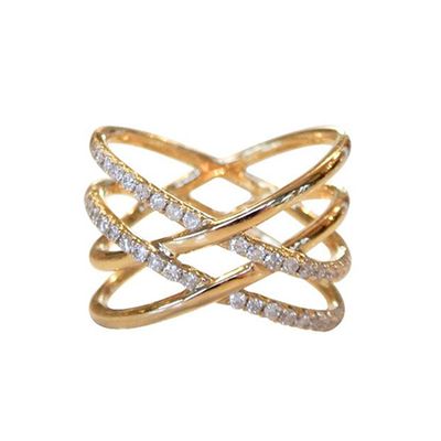 Diamond Double Cross Ring