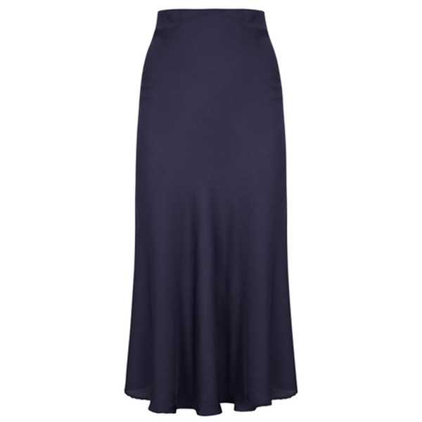 Zelda Navy Satin Midi Skirt from Velvet by Graham & Spencer