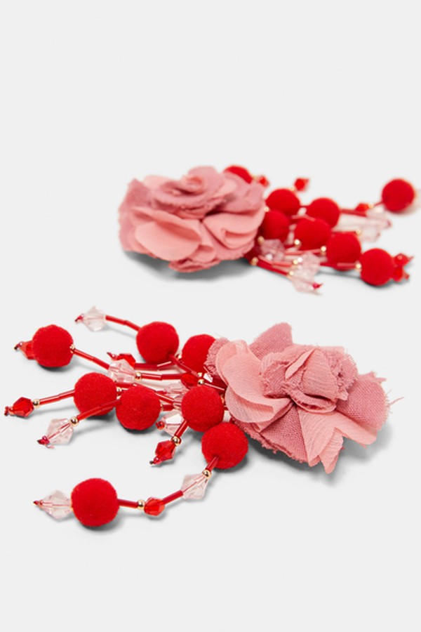 Earring With Fabric Flowers from Zara