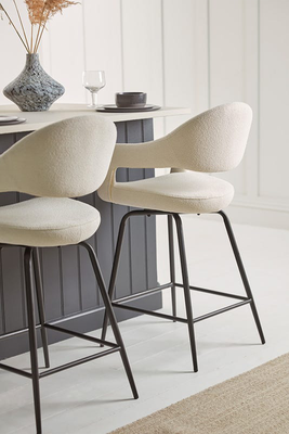 Two Bouclé Counter Stools from Cox & Cox