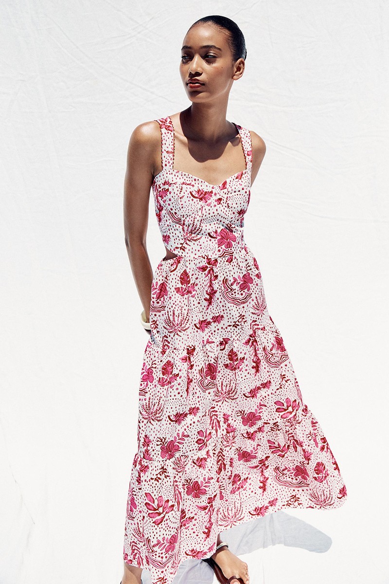 Printed Midi Cut-Out Dress