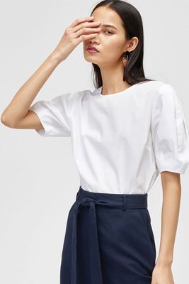 Cotton Sleeve Pleat Top from Warehouse