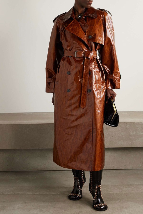 Double-Breasted Printed Coated-Canvas Trench Coat from Dries Van Noten