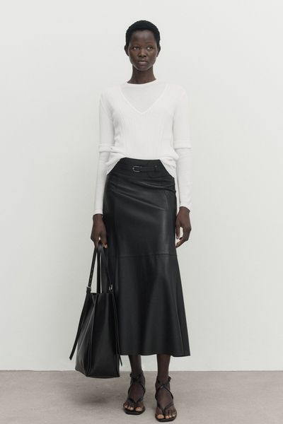 Nappa Leather Skirt With Belt