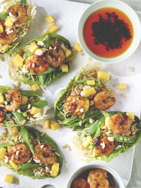 Char Siu Prawn, Mango & Rice Lettuce Cups