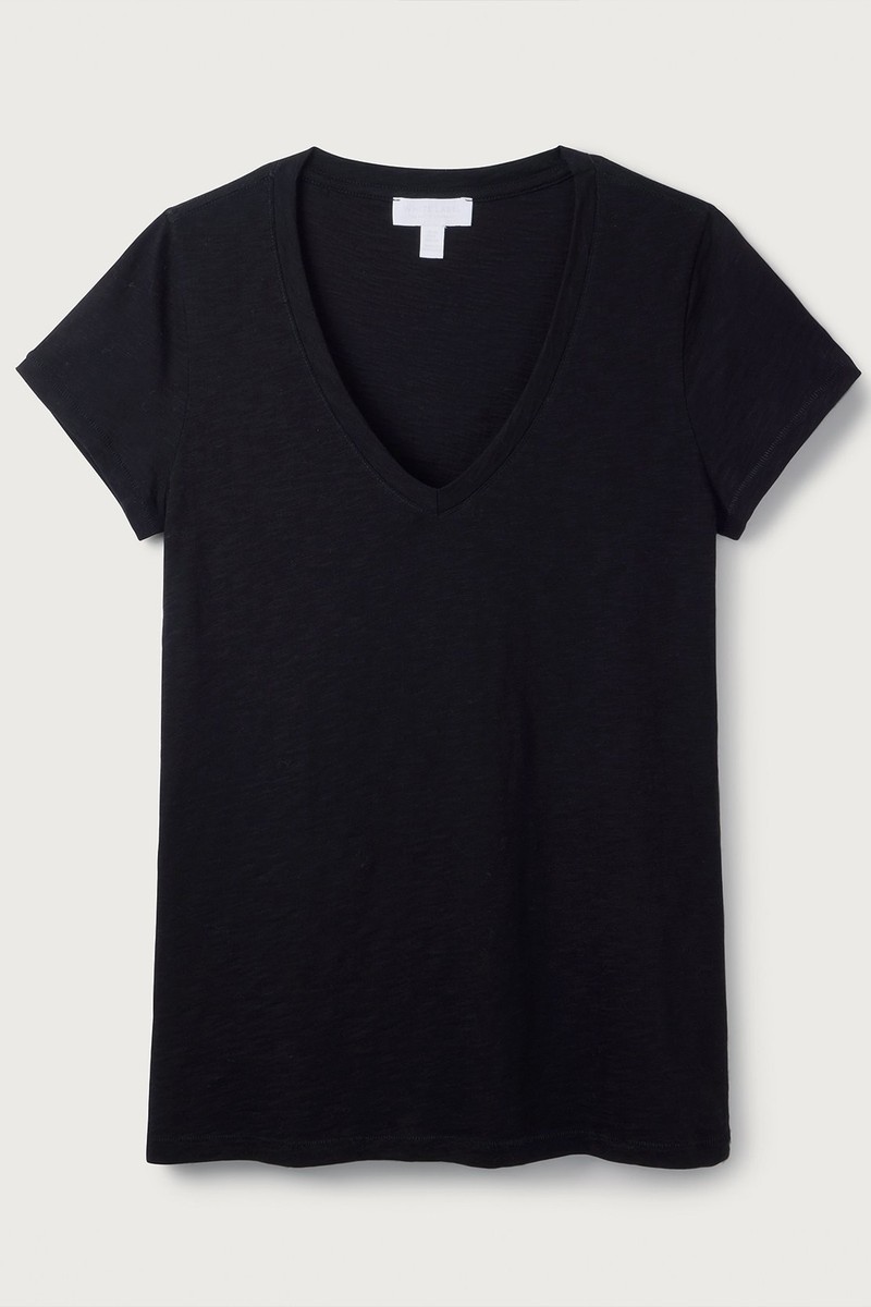 Organic-Cotton Slub V Neck T-Shirt from The White Company