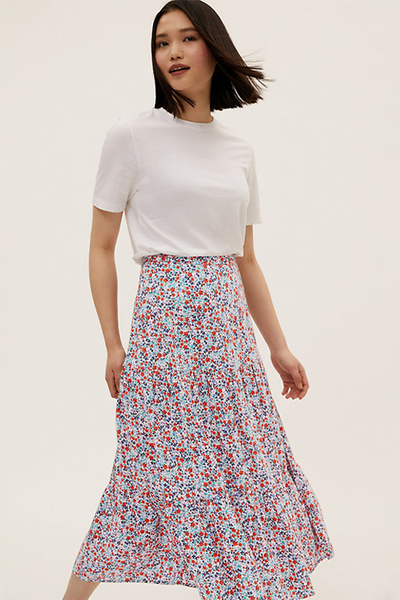 Ditsy Floral Midaxi Tiered Skirt