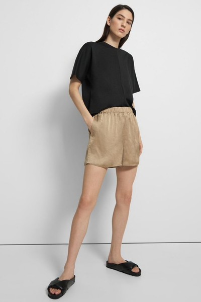 Easy Pull-On Short in Crushed Satin from Theory 