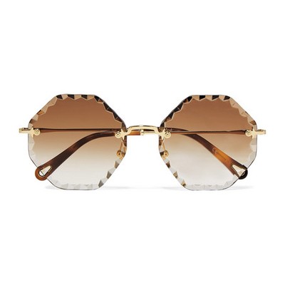 Octagon-Frame Gold-Tone Sunglasses from Chloé