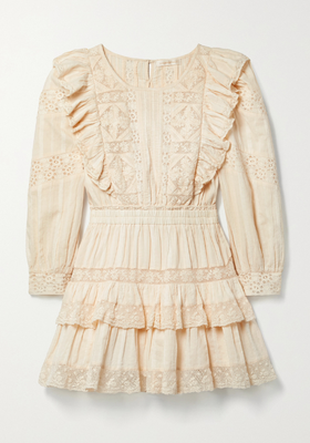 Santorini Ruffled Crochet-Trimmed Cotton-Voile Mini Dress from LoveShackFancy