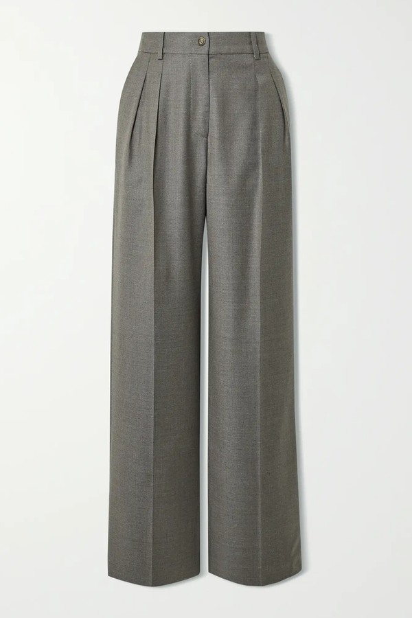 Sbiru Pleated Wool Wide-Leg Pants from Loulou Studio