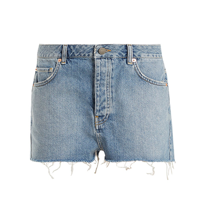 Hawaii Raw-Cut Distressed Denim Shorts from Raey