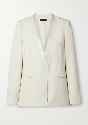 Satin-Trimmed Crepe Blazer from Theory