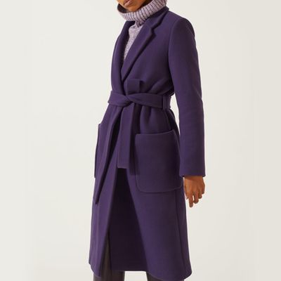 Narrow Belted Wool Coat