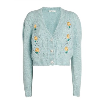 Alpaca-Mohair Embroidered Cardigan from Alessandra Rich 