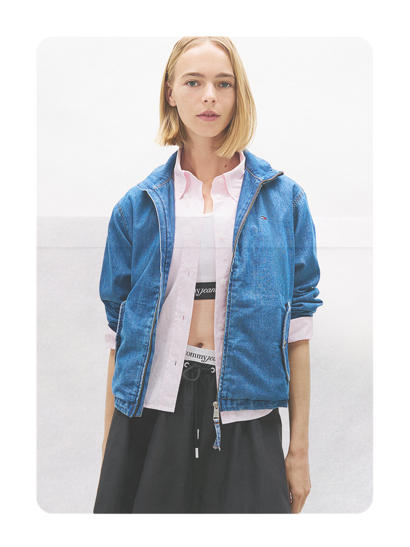 Zip-Thru Chambray Denim Jacket