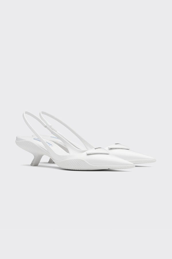 Brushed Leather Slingback Pumps from Prada