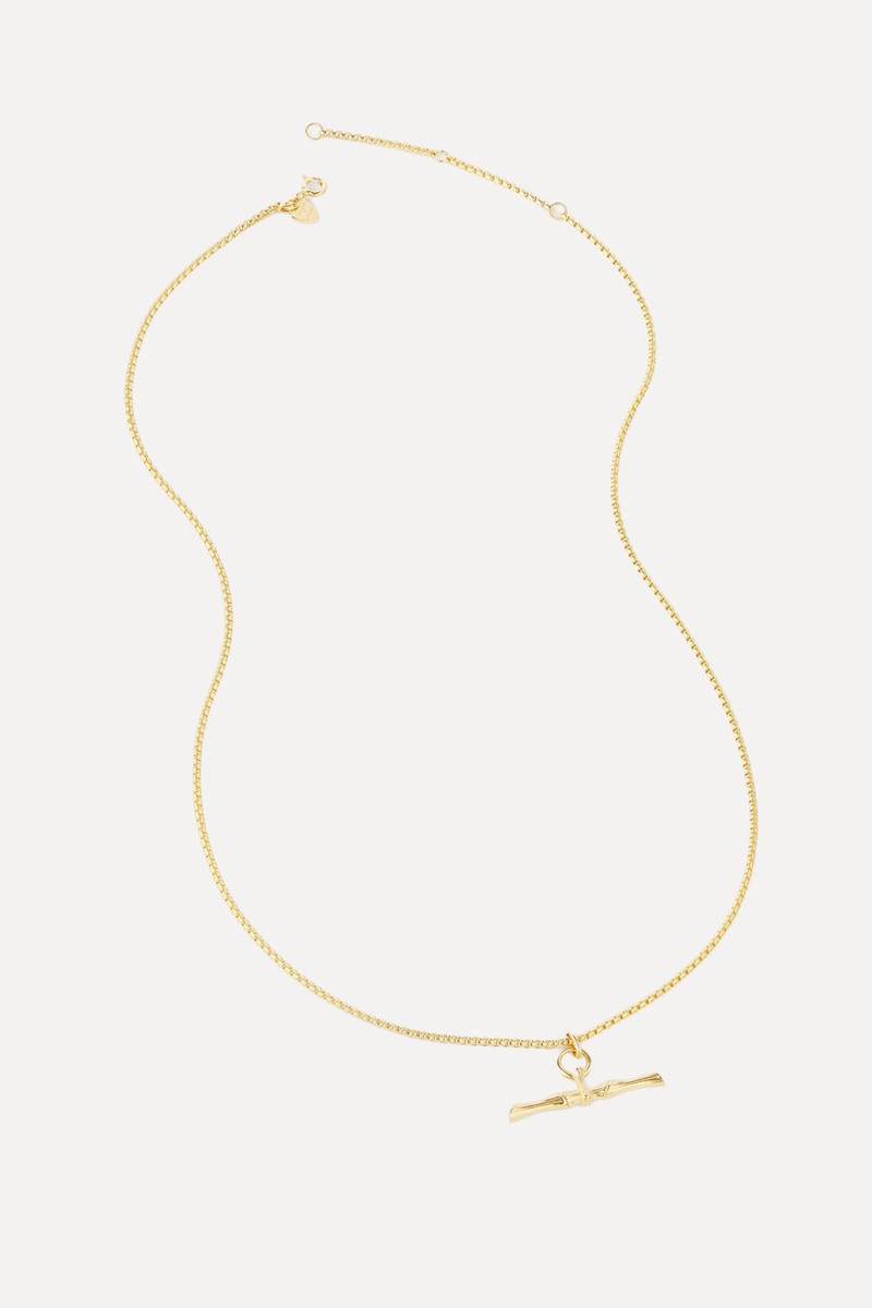 Bamboo T-Bar 18ct Gold Vermeil Necklace 