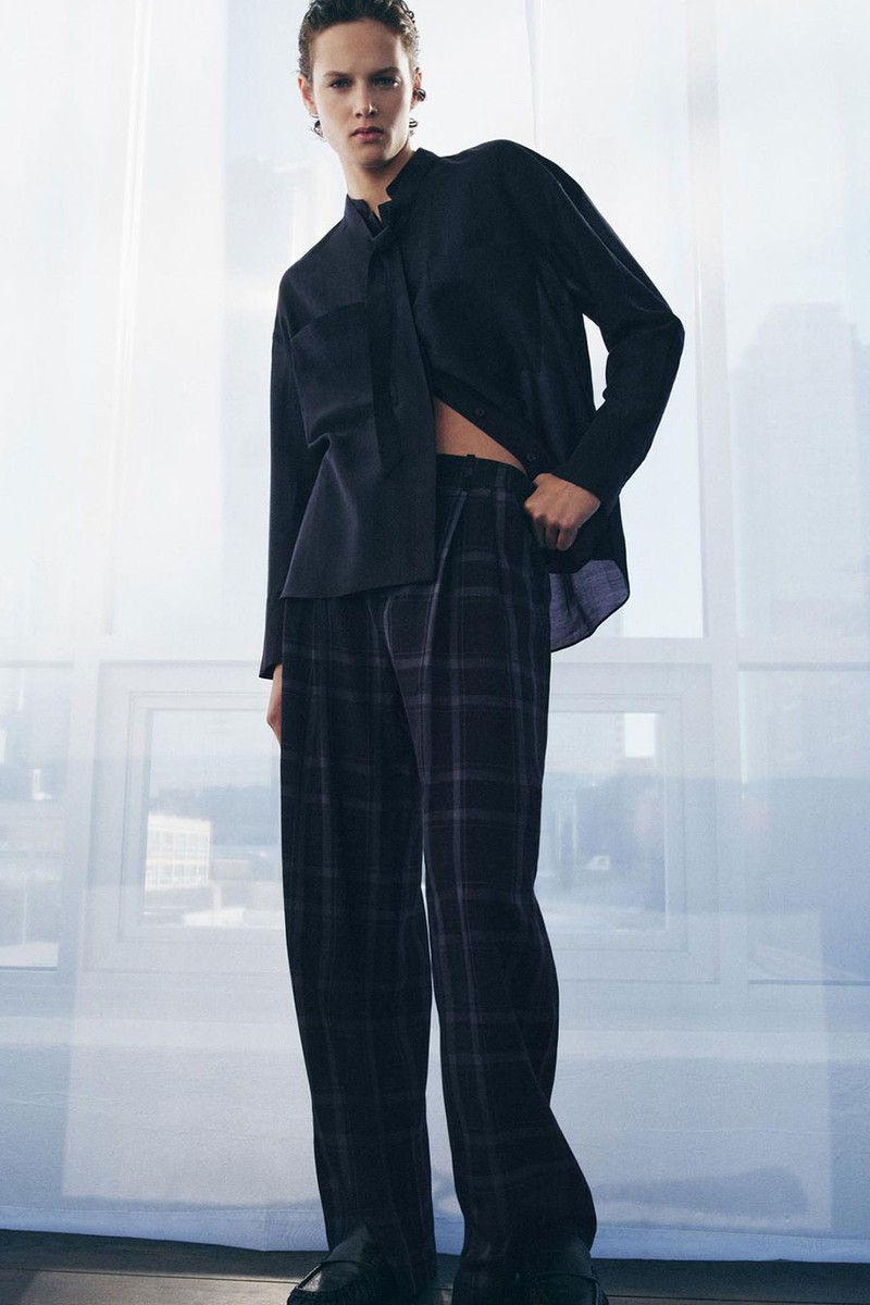 Check Wide-Leg Trousers from Zara