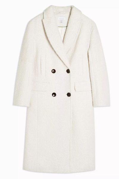 Ivory Boucle Double Breasted Coat