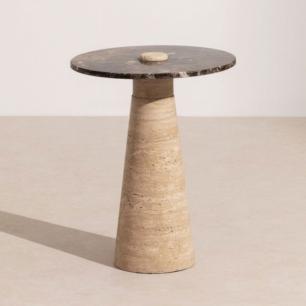 Travertine & Marble Side Table from  Six The Residence.