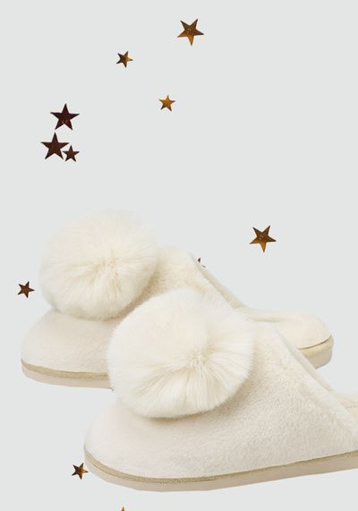 Fluffy Pom Pom Slippers from Oysho