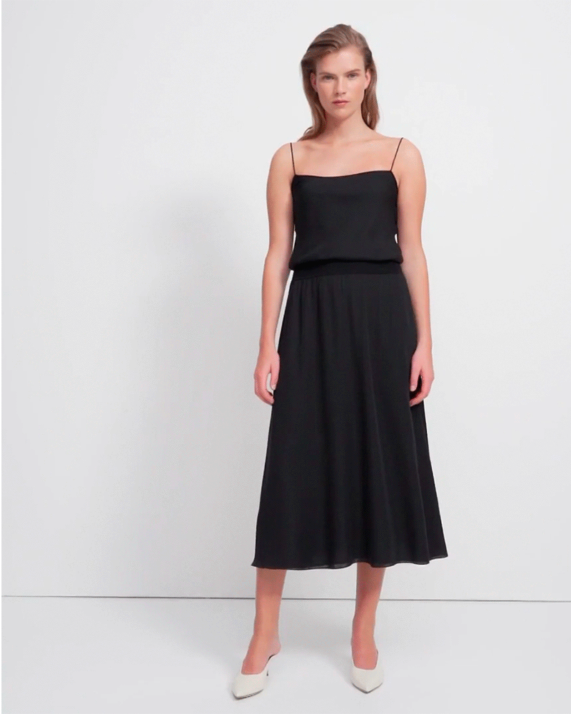 Ribbed Waistband Dress In Silk, £390