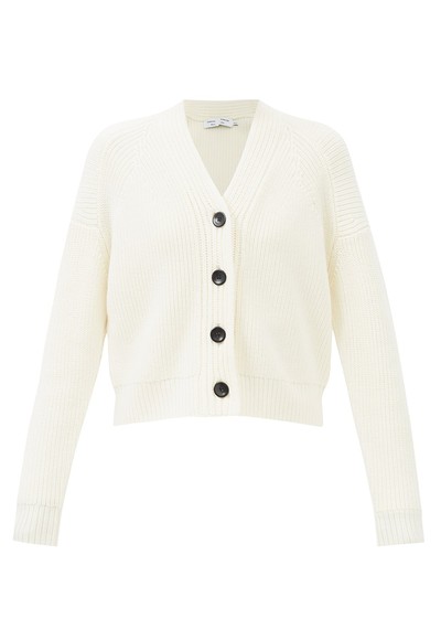 V-neck Cropped Ribbed-Wool Cardigan from Proenza Schouler White Label