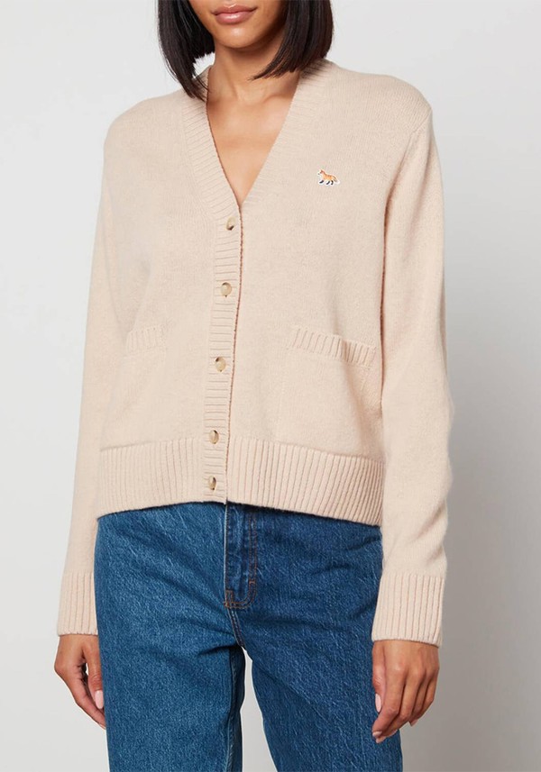 Baby Fox Appliquéd Wool Cardigan from Maison Kitsuné