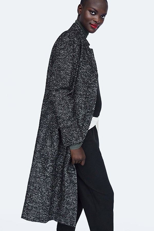 Herringbone Inverted Lapel Coat from Zara