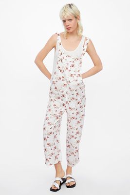 Floral Print Linen Jumpsuit
