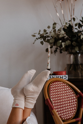 Hand-Embroidered Heart Cashmere Socks, £60 | Gigi & Olive