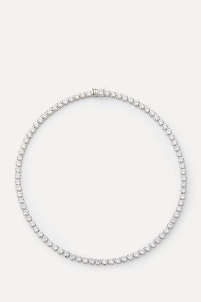 Rhodium-Plated Round Cubic Zirconia Classic Tennis Necklace  from CZ By Kenneth Jay Lane