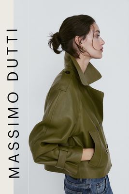 Cropped Nappa Leather Trench Coat from Massimo Dutti