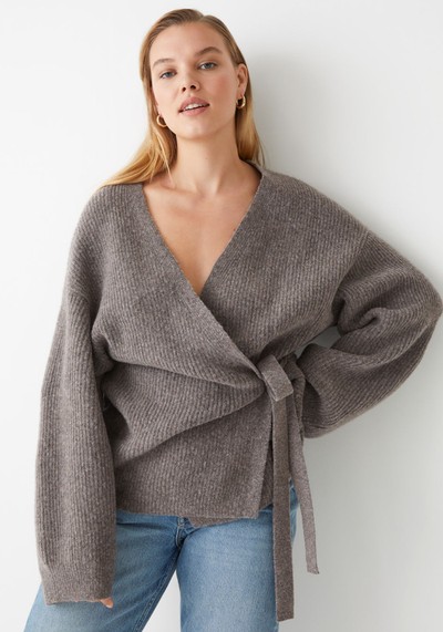 Rib Knit Wrap Cardigan