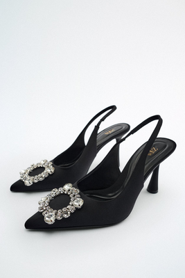 Embellished Heeled Slingback Shoes from Zara