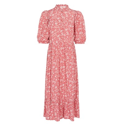 Printed High Neck Midi Smock Dress