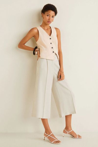 Linen-blend Culotte Trousers