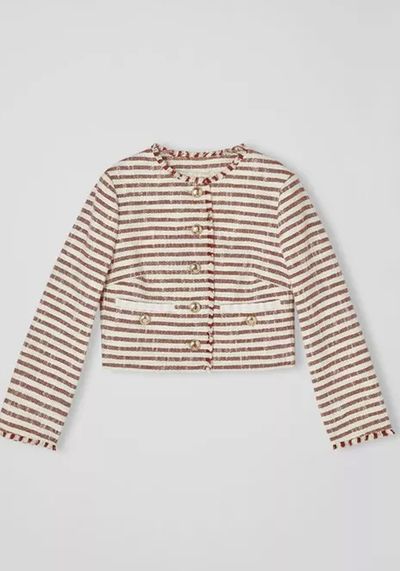 Oxlade Brown and Cream Stripe Italian Tweed Jacket