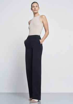High Waisted Wide Leg Cotton Tailored Trousers With Pockets from Novo
